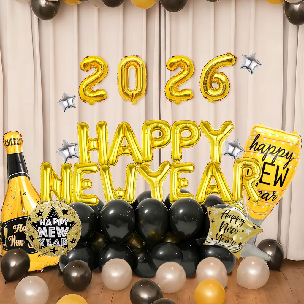 30Pcs 2026 New Year Balloon Set, New Year Party Decorations 