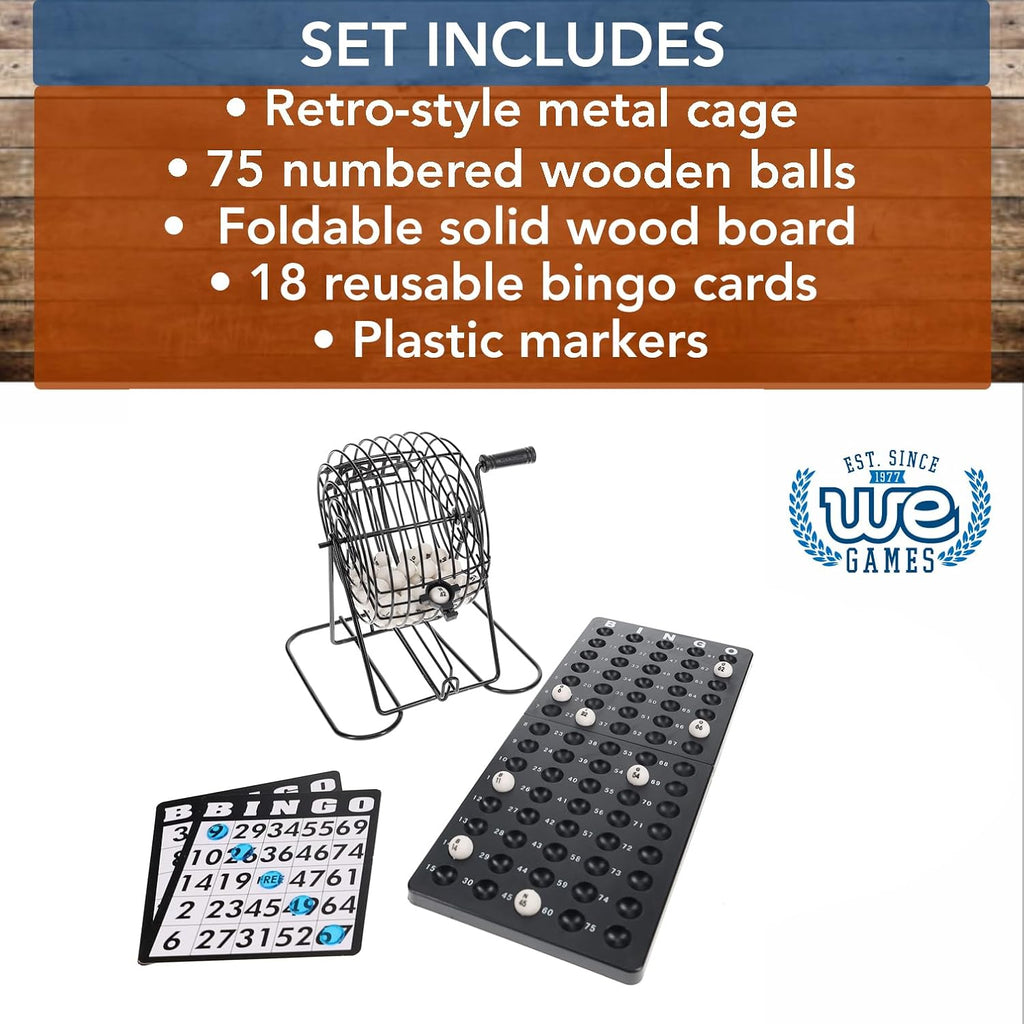 Complete Bingo Game Set with Black Bingo Cage Large Master Board Plastic Bingo B