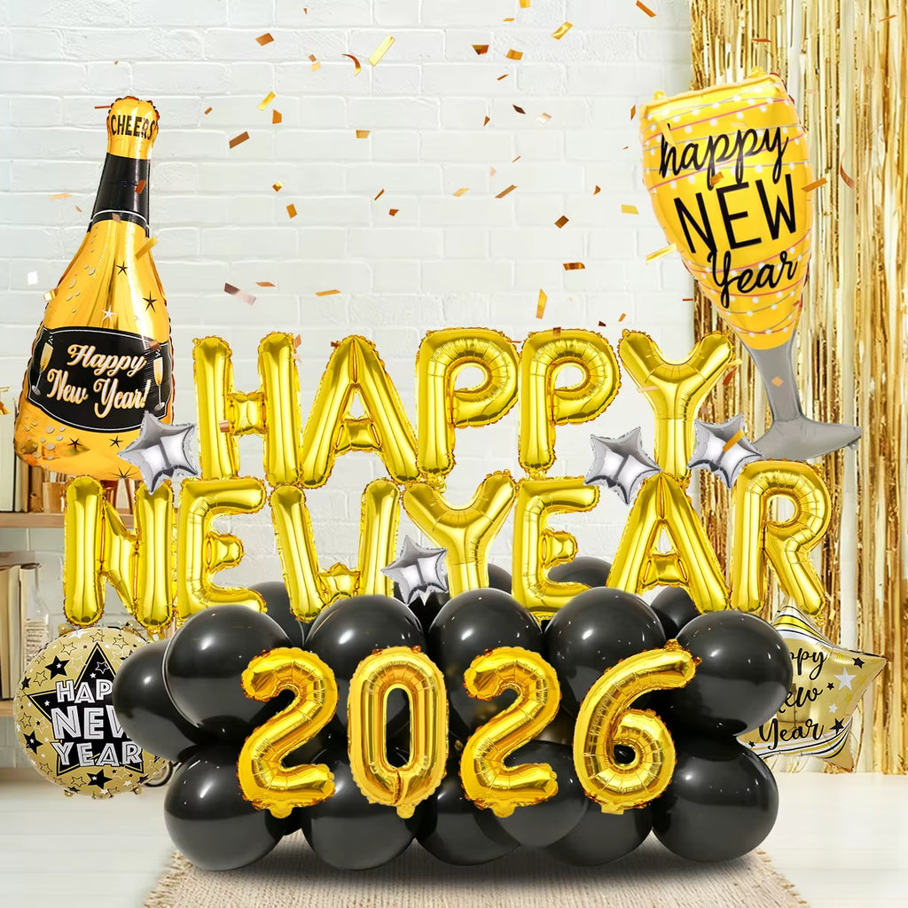 30Pcs 2026 New Year Balloon Set, New Year Party Decorations 