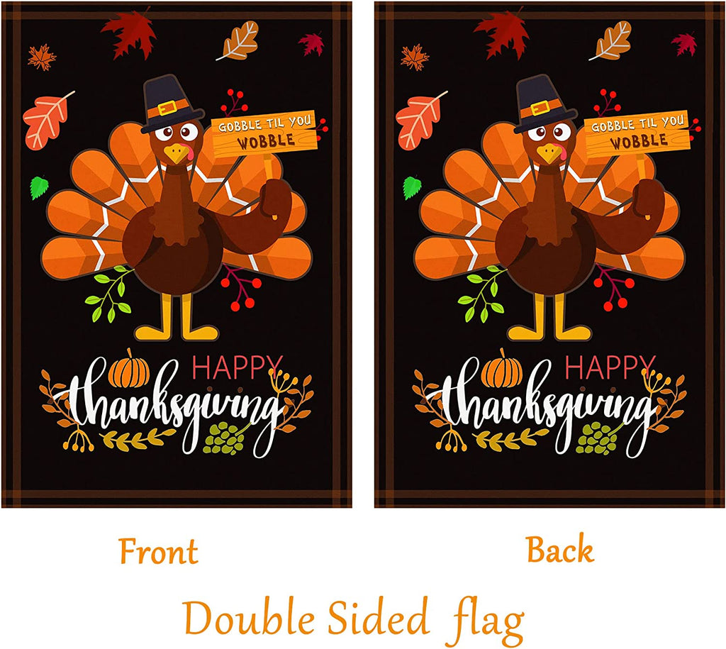 Thanksgiving Garden Flag - 28 X 40 Inch Double-Sided Turkey House Flag for Decoration