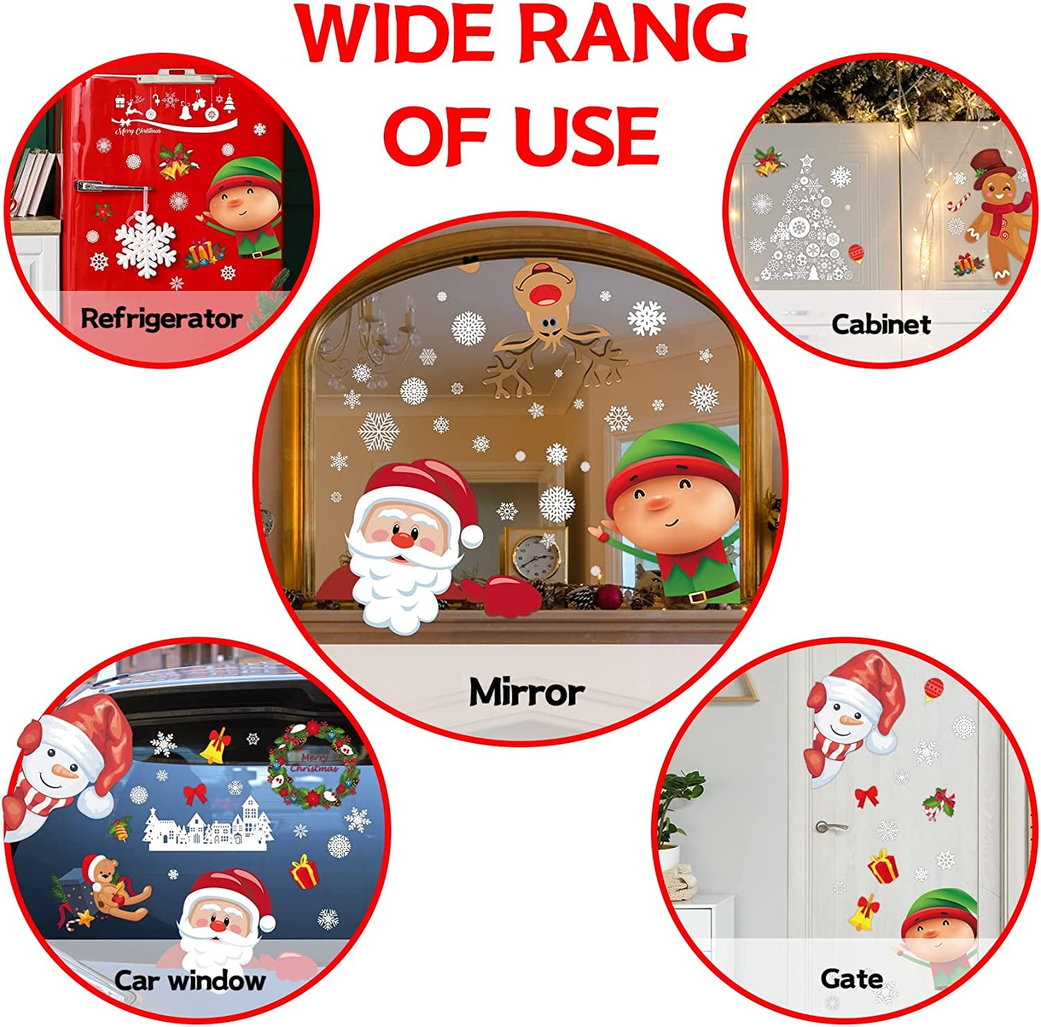 Christmas Decorations - Christmas Window Clings Decorations Stickers Indoor - Snowflakes Window Clings Decor for Home Office Classroom
