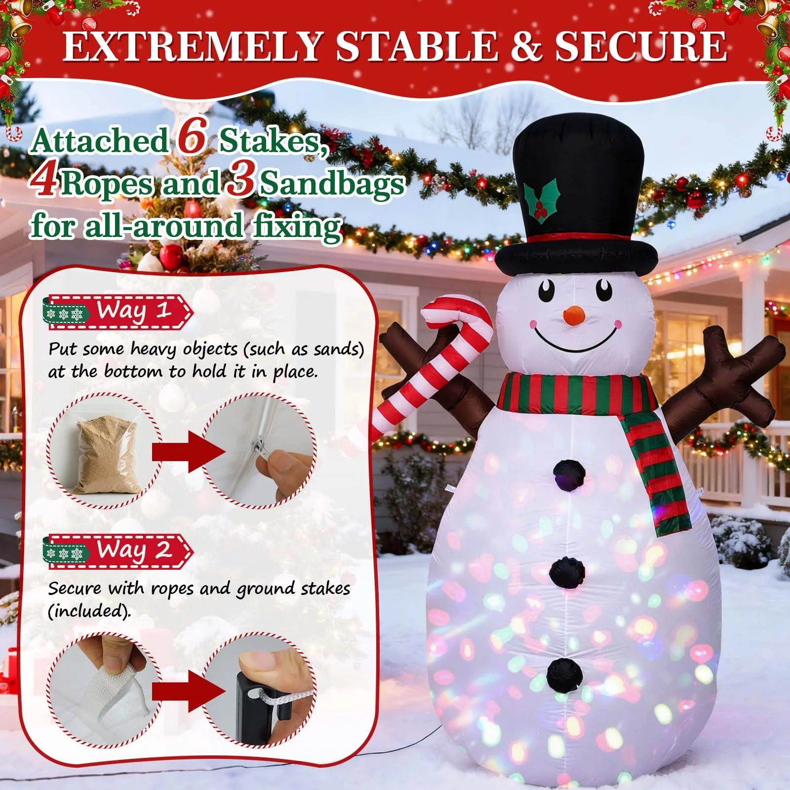 8 FT Christmas Inflatables Snowman Outdoor Decorations 