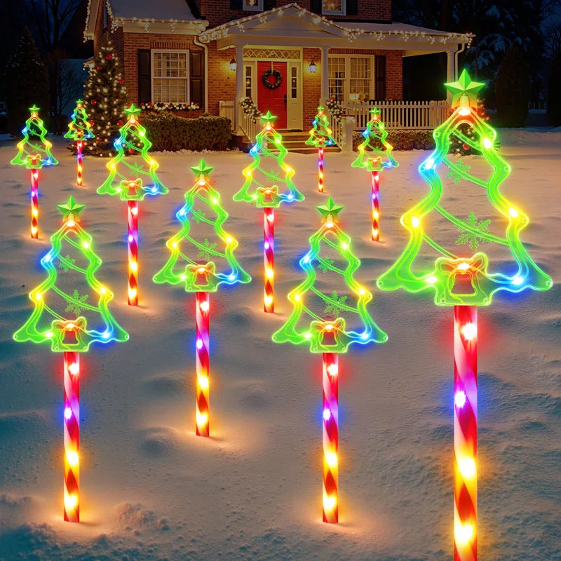 Solar Candy Cane with 10 Modes Christmas Candy Cane Lights Pathway