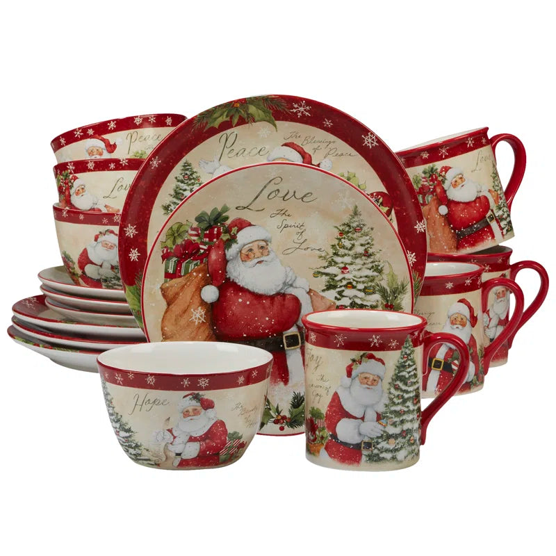 Holiday Wishes 16 Piece Dinnerware Set