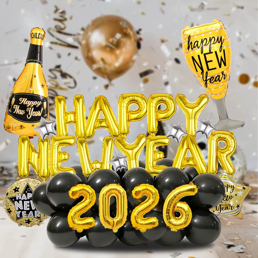 30Pcs 2026 New Year Balloon Set, New Year Party Decorations 