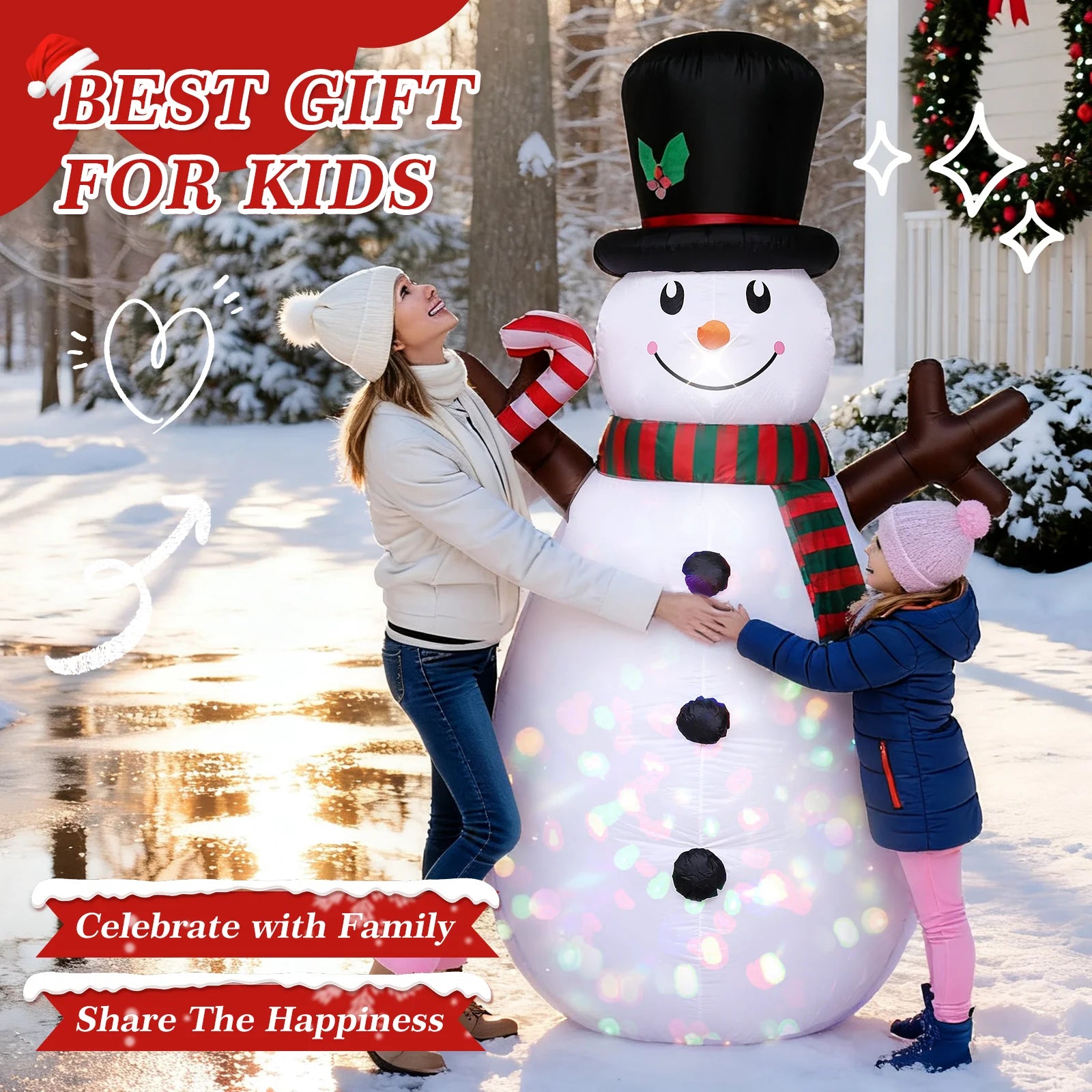 8 FT Christmas Inflatables Snowman Outdoor Decorations 