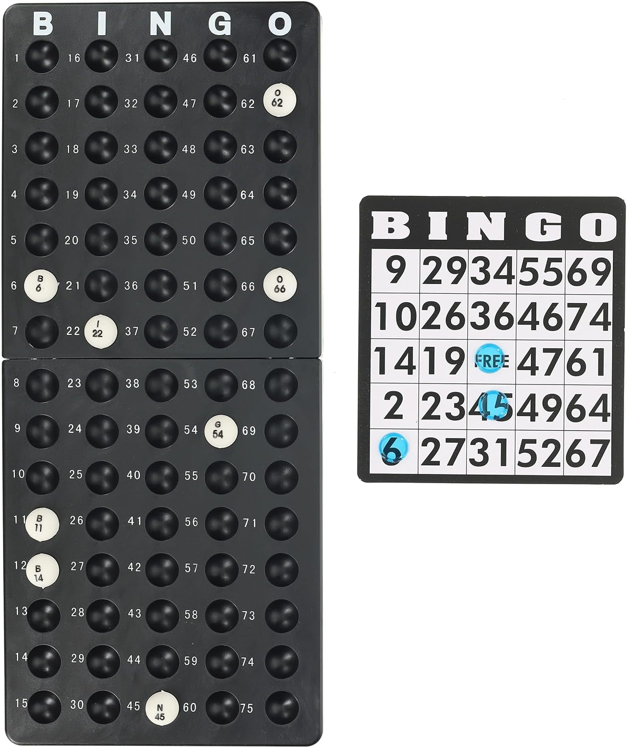 Complete Bingo Game Set with Black Bingo Cage Large Master Board Plastic Bingo B