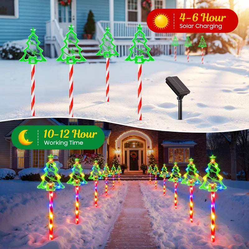 Outdoor Christmas Decorations, 21" Solar Christmas Tree Lights Outdoor Waterproof Decorations, Solar Candy Cane Christmas Decorations Outdoor with 10 Modes, outside Waterproof Christmas Candy Cane Lights Pathway