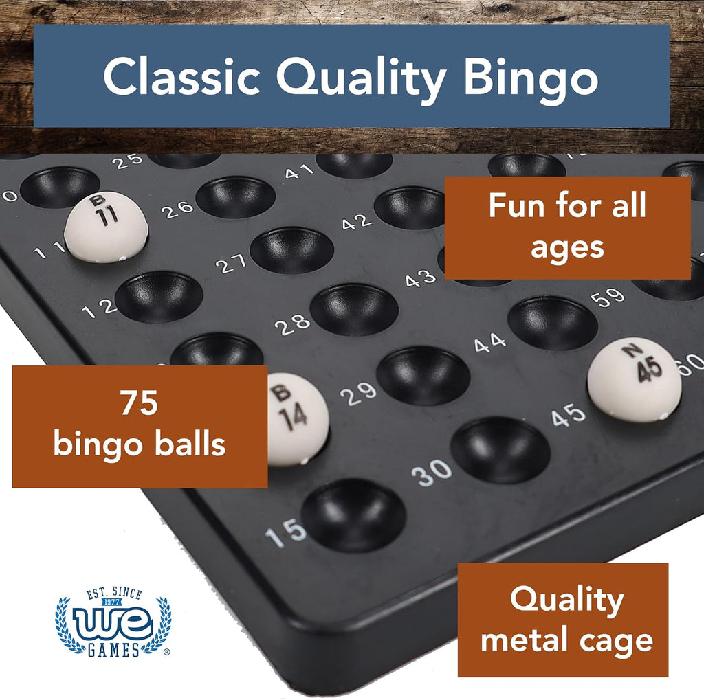 Complete Bingo Game Set with Black Bingo Cage Large Master Board Plastic Bingo B
