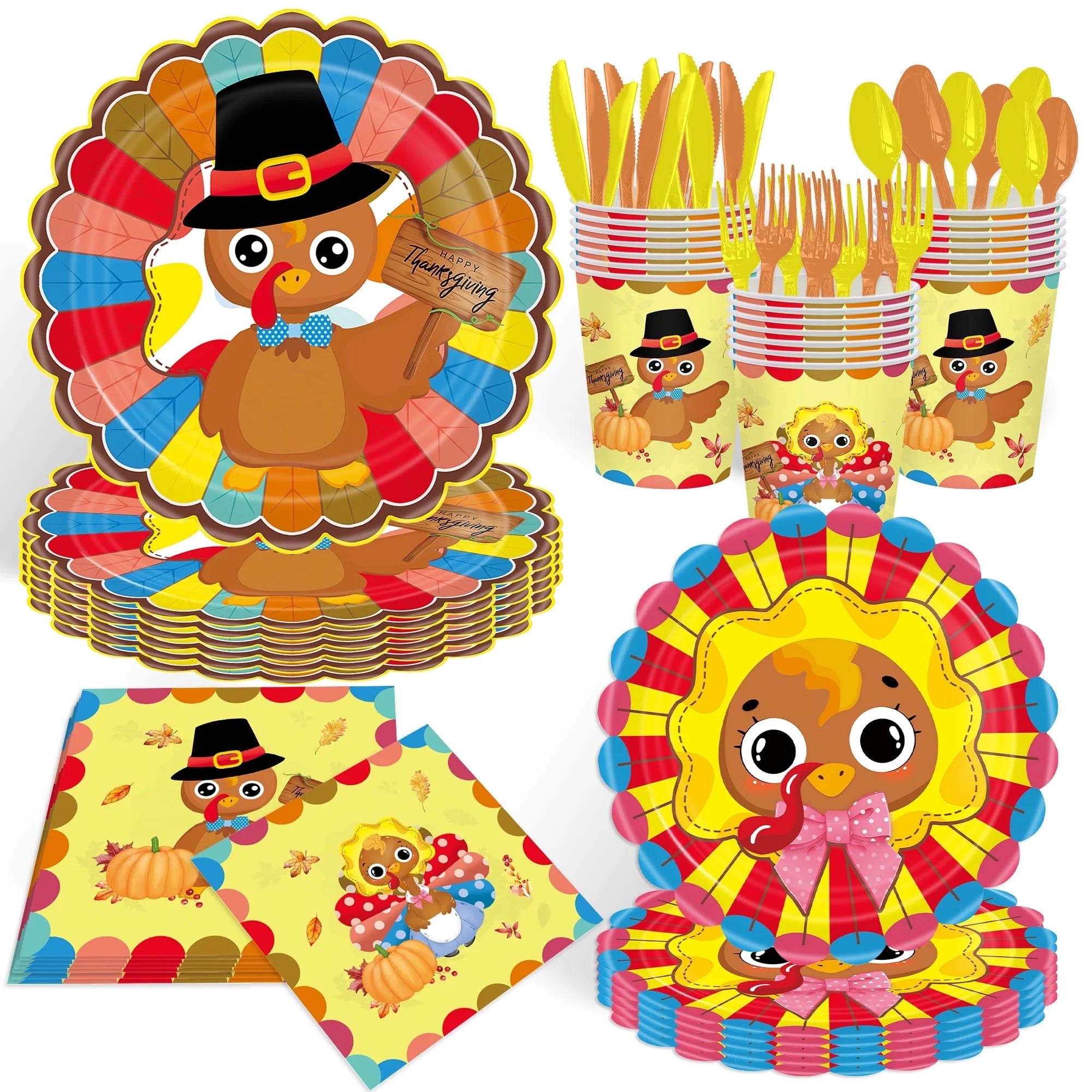 Thanksgiving Tableware Set,Thanksgiving Party Supplies Serves 20 Guests