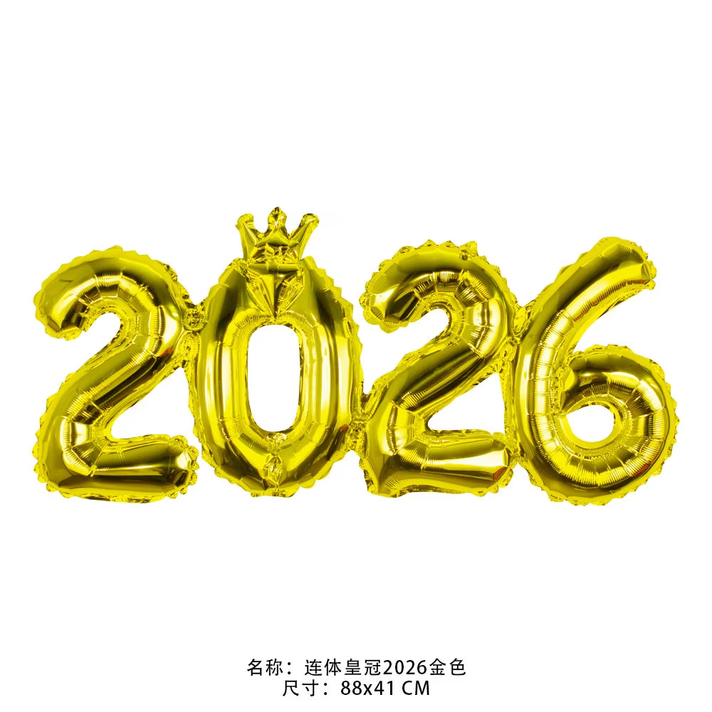 2026 Gold Crown Foil Number Balloons for 2026 New Year Christmas Eve Festival Party Supplies Graduation Decorations Navidad 2025
