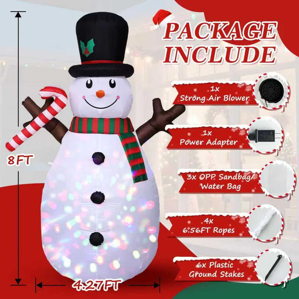 8 FT Christmas Inflatables Snowman Outdoor Decorations 