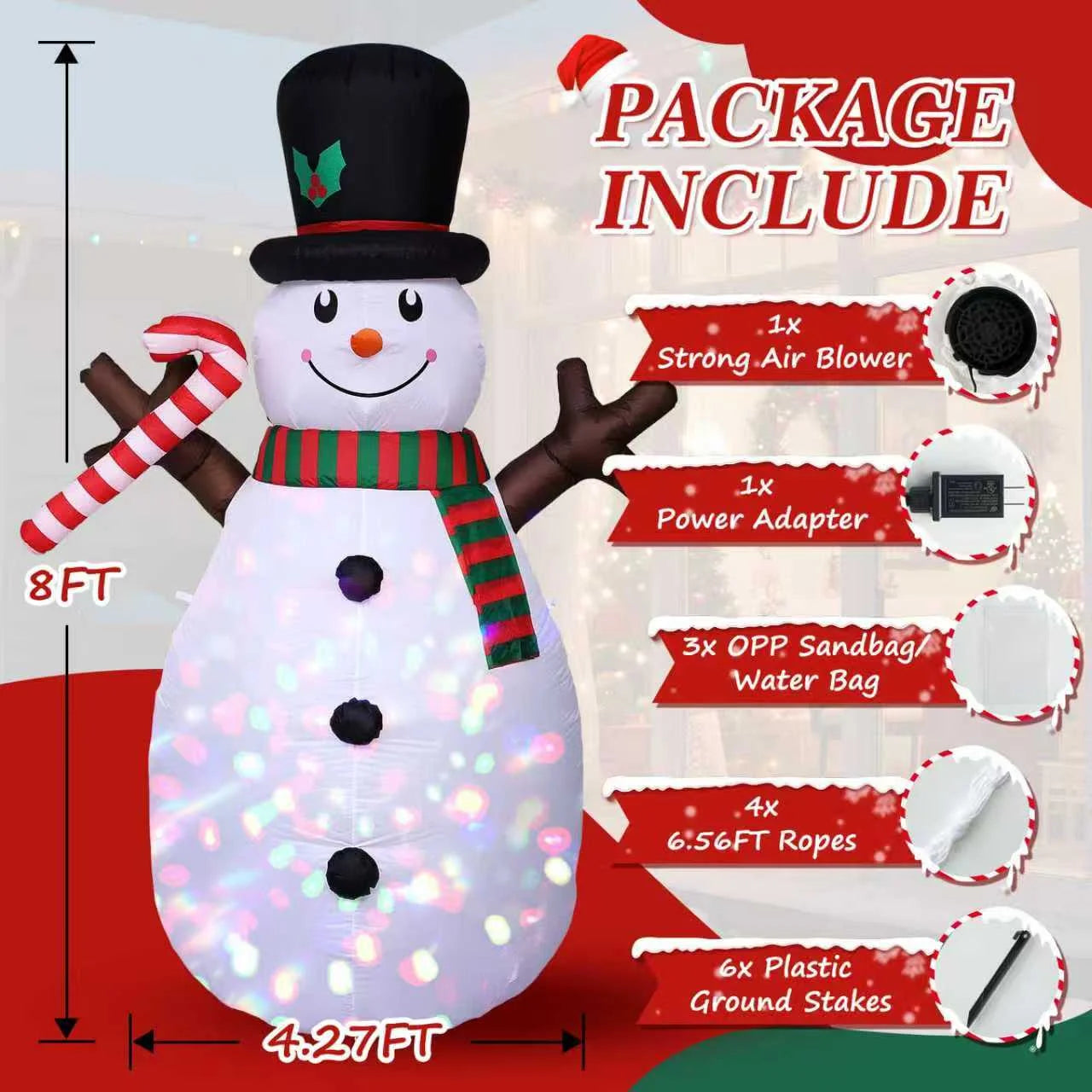 8 FT Christmas Inflatables Snowman Outdoor Decorations 